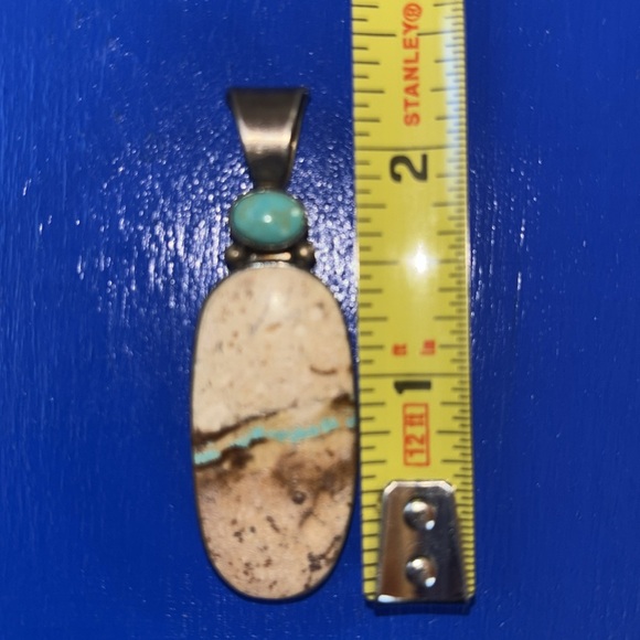 Vintage Navajo Royston Boulder Ribbon Turquoise Sterling Silver by Mike Smith - Picture 8 of 16